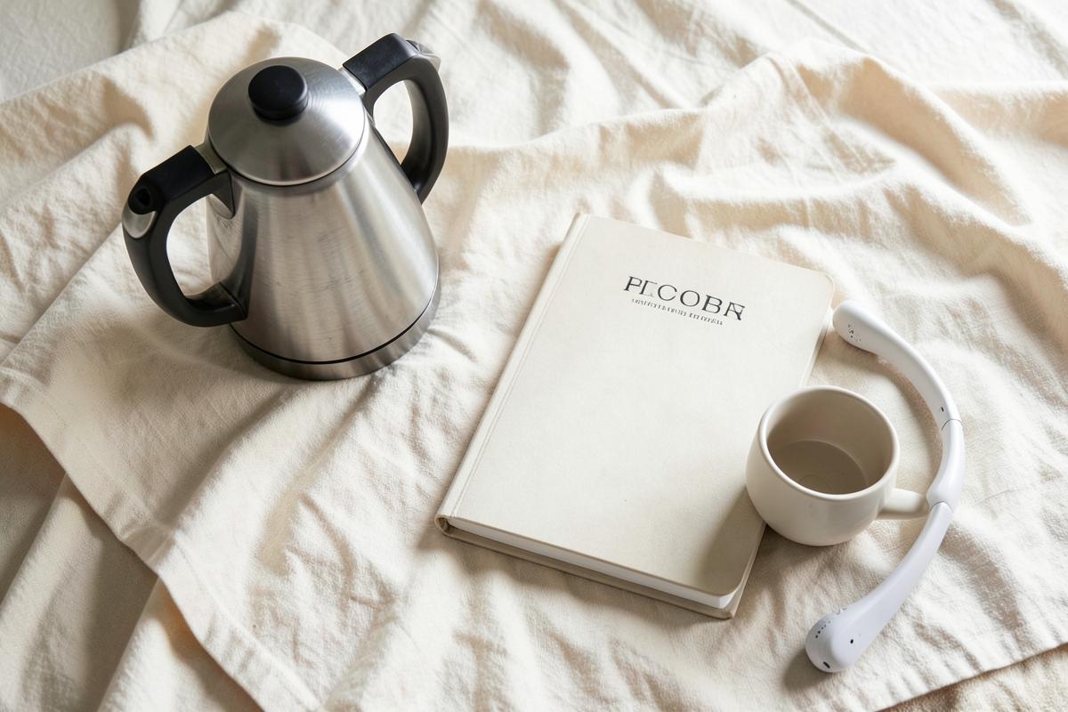 Curated British home products arranged on warm cream linen